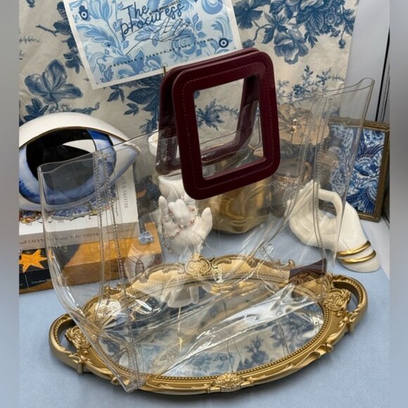 🆕 STAUD 🧿 NWOT Shirley Transparent Bag, Burgundy/Transparent *MISSING POUCH* - Picture 5 of 10